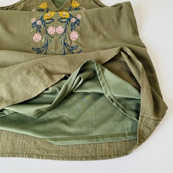 Miami Bohemian Sleeveless Embroidered Dress size Large Green Halter Key hole - Picture 10 of 16